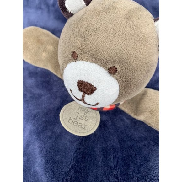 Carters Child Of Mine 2013 My First Bear Brown Blue Lovie Security Blanket Minky - Picture 3 of 7